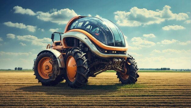 a tractor in the middle of a field farming futuristic tractors