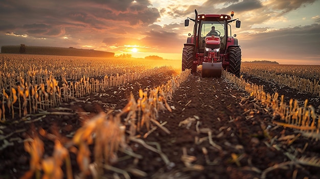 Tractor Planting Corn Seeds In A Field Background