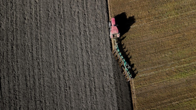 Tractor plowing the field