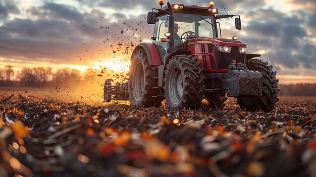 Tractor Pulling A Manure Spreader Background