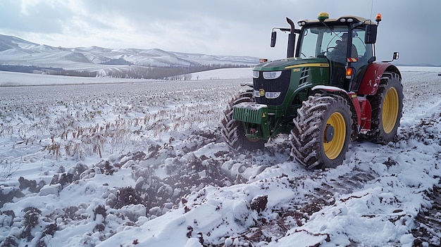 Photo tractor pulling a subsoiler to break wallpaper