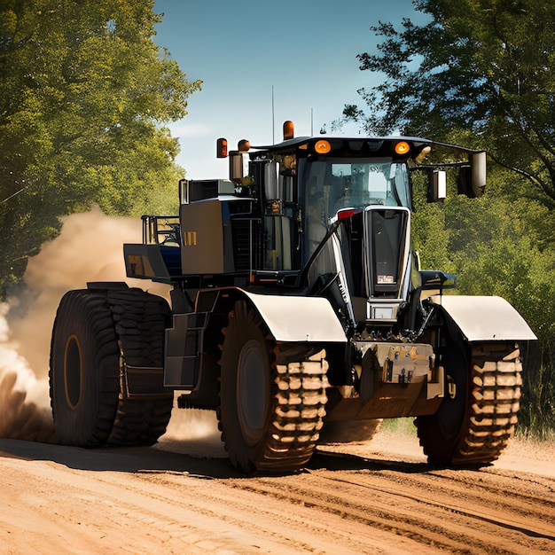 Foto tractor rijdt op de plantage