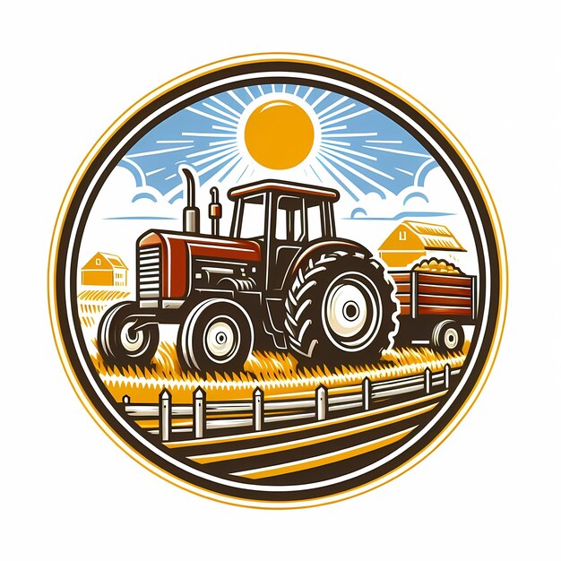 Photo a tractor with the sun in the background and the words quot sun quot on the side