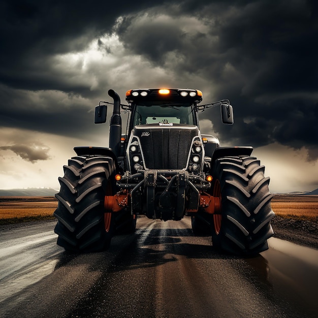 a tractor with the word quot the word quot on the front