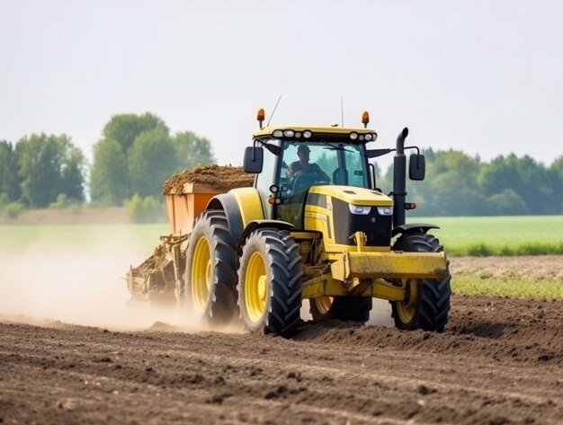 Tractor working in the field