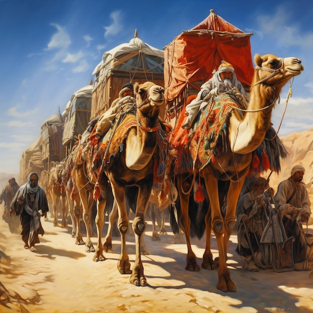 Photo trade by mean of camels caravan