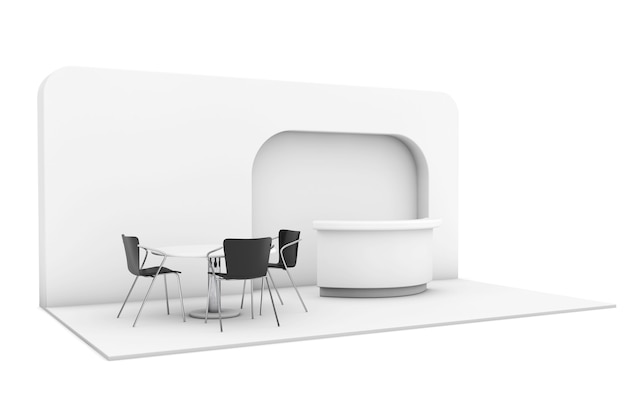 Trade Commercial Exhibition Stand on a white background. 3d rendering