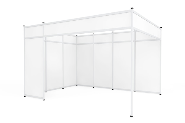 Photo trade commercial exhibition stand on a white background. 3d rendering.