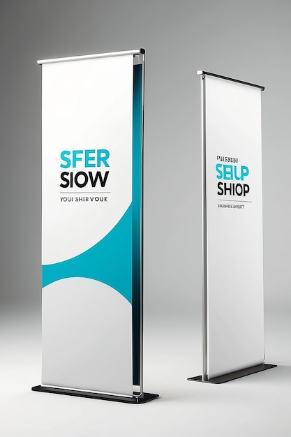 Trade Show Banner Signage Mockup (トレードショー・バナー・サイネージ・モックアップ) は,デザインを配置するための空白の空白スペースです.