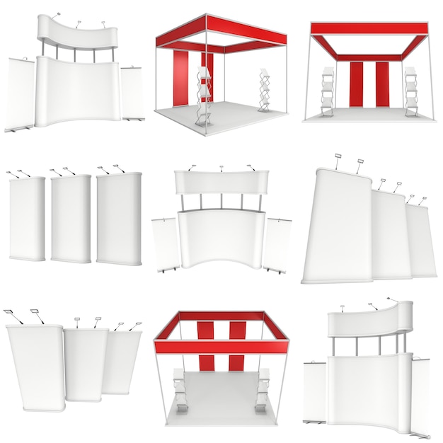 사진 무역 박람회 부스 세트 플로어 스탠드 컬렉션