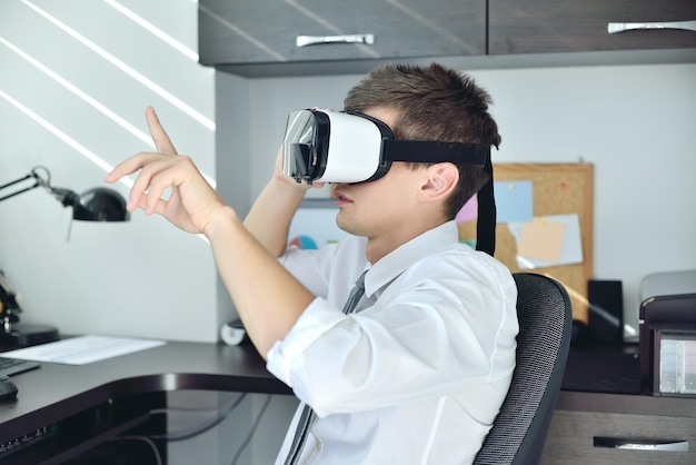 Trader Using Virtual Reality Headset