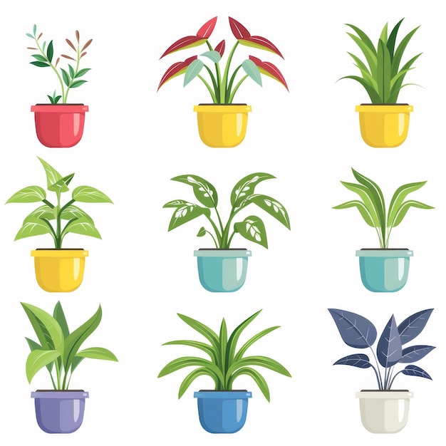 Tradescantia Tridescantia virginiana Pot Plant Flat Icon Set Tradescantia Plant Flat Design (Flat ontwerp voor potplanten)