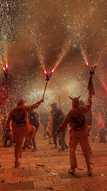 Tradicional dance or devils typical of catalonia spain