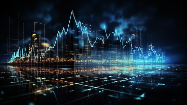 Trading chart in blue and yellow colors Beautiful illustration picture Generative AI