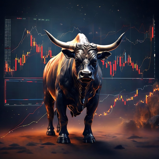 Trading chart depicting the highs and lows of the bull market in a dynamic Ai Generated