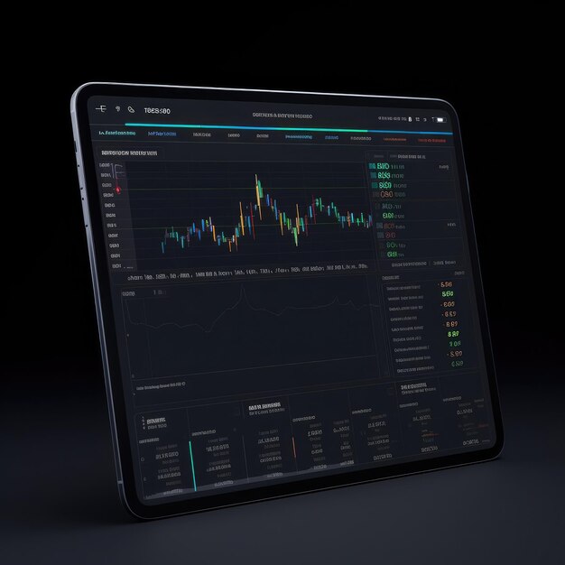 Trading chart on screen monitor