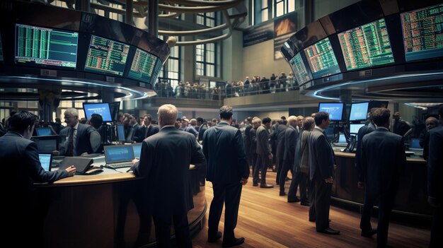 Photo a trading floor with brokers engaged wallpaper