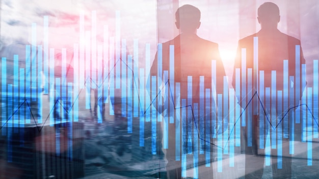 Trading and investment concept with candle chart financial graph on blurred background abstract background