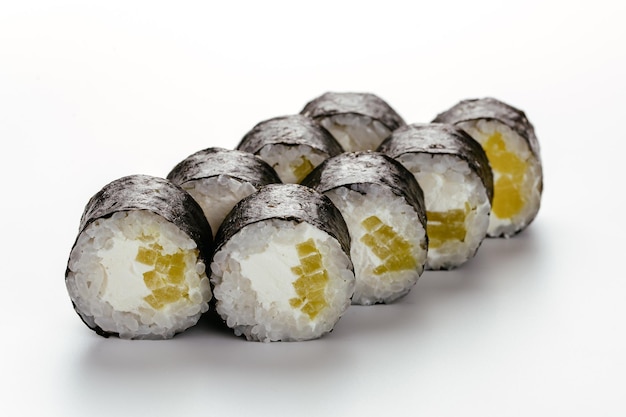 Tradition asian sushi on white background