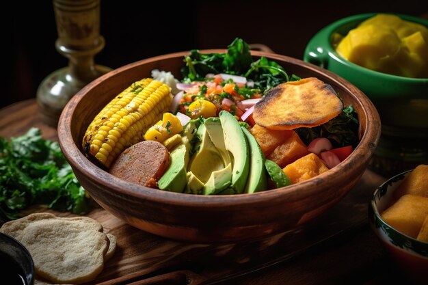 Photo tradition preserved vatapa served in a traditional wooden bowl