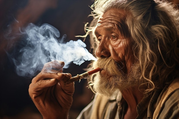 Photo tradition smoke lifestyle asian portrait asia culture tobacco tribe person