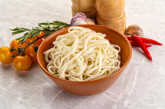 Traditiona Asian cuisine Udon noodle in the bowl