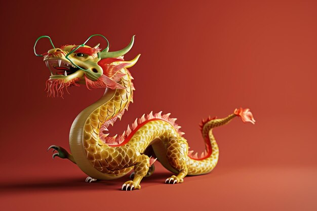 Traditional 3d chinese dragon illustration 3d character dragon bright colors Banner chinese dragon