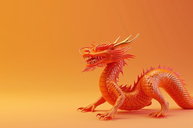 Традиционный 3D китайский дракон иллюстрация 3D персонаж дракон яркие цвета Баннер китайский драмон