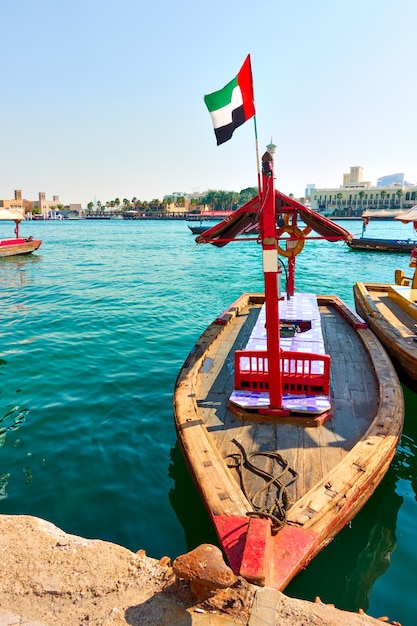 Traditional abra boat on Dubai Creek (Ferry between Deira district and Bur Dubai), UAE