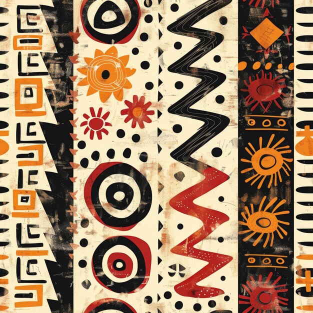 Photo traditional african tribal motifs seamless pattern with geometric shapes