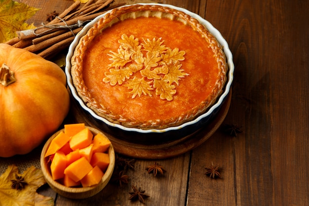 Traditional american homemade pumpkin pie