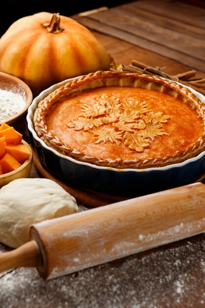 Traditional american homemade pumpkin pie