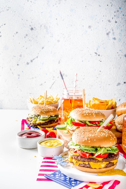 Traditional American Picnic with burgers