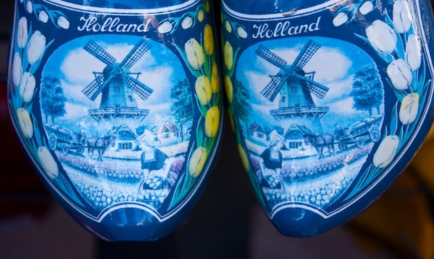 Traditional Amsterdam clogs in a  shop close to the center