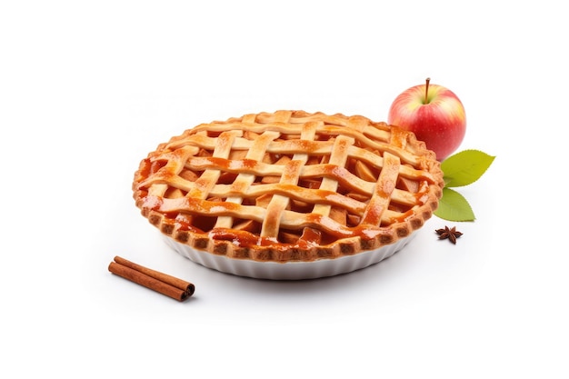 Traditional apple pie isolated on white background Typical thanksgiving dessert