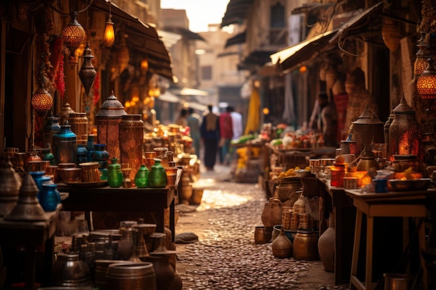 Traditional arab market bustling Generative AI