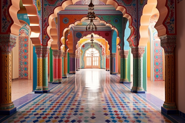 Traditional Arabian architecture with vibrant colors for Mawlid celebration