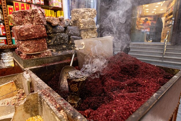 Traditional arabic insence burning on the market in Jeddah