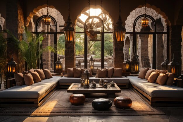 traditional arabic style seating dining room professional advertising photography