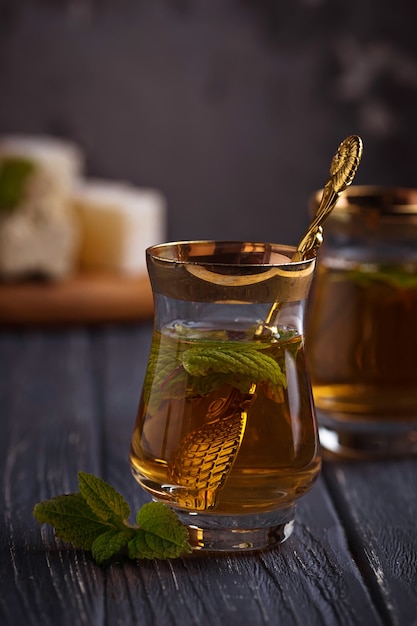 Traditional arabic tea with mint