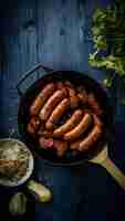 Photo traditional argentine barbecue with sausages and cow meat vertical mobile wallpaper