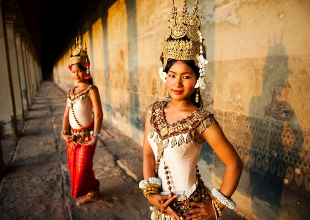 Traditional aspara dancers, Siem Reap, Cambodia.