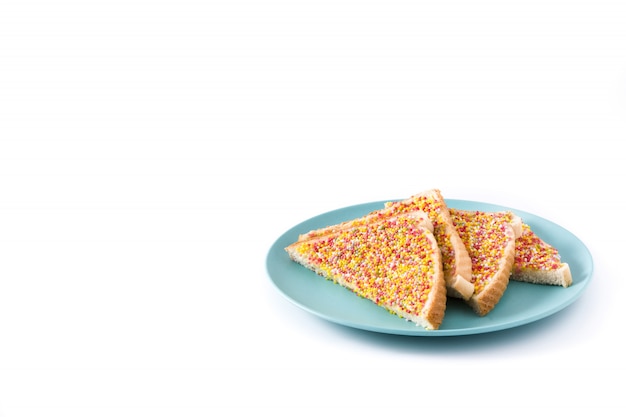 Traditional Australian fairy bread pattern isolated on white