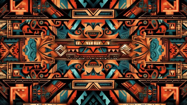 Traditional aztec pattern design