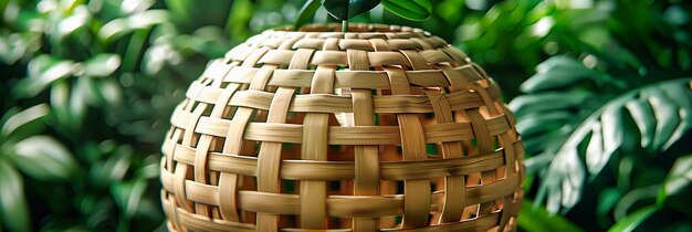 Photo traditional bamboo craftsmanship detailed woven patterns cultural art and design handmade basketry asian craft tradition