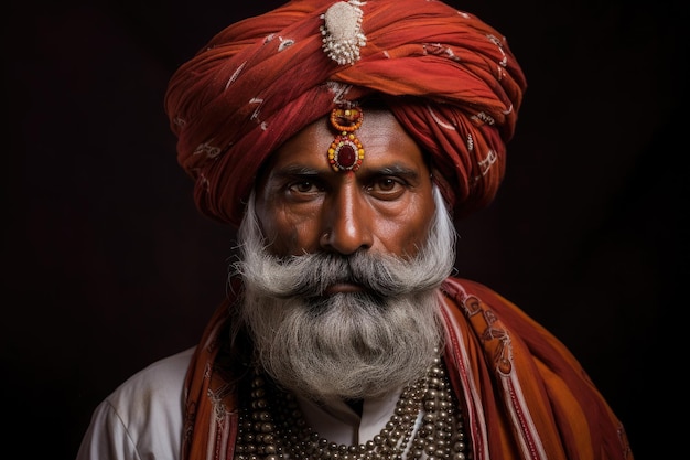 Foto immagine tradizionale del turbante a fascia del rajasthan