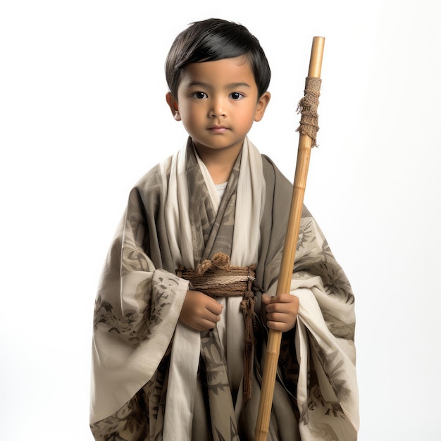 Traditional Bangladeshi boy playing bamboo flute