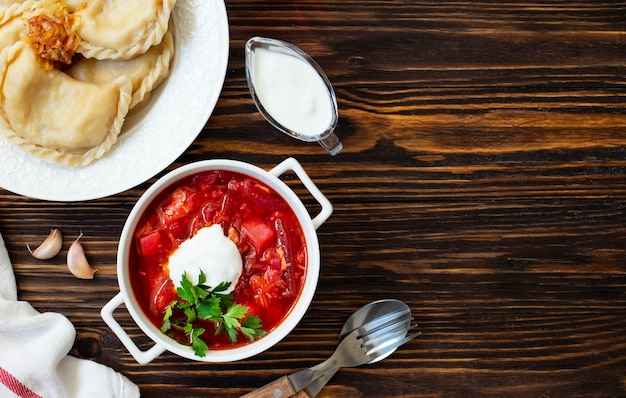 Traditional beetroot with baked potatoes