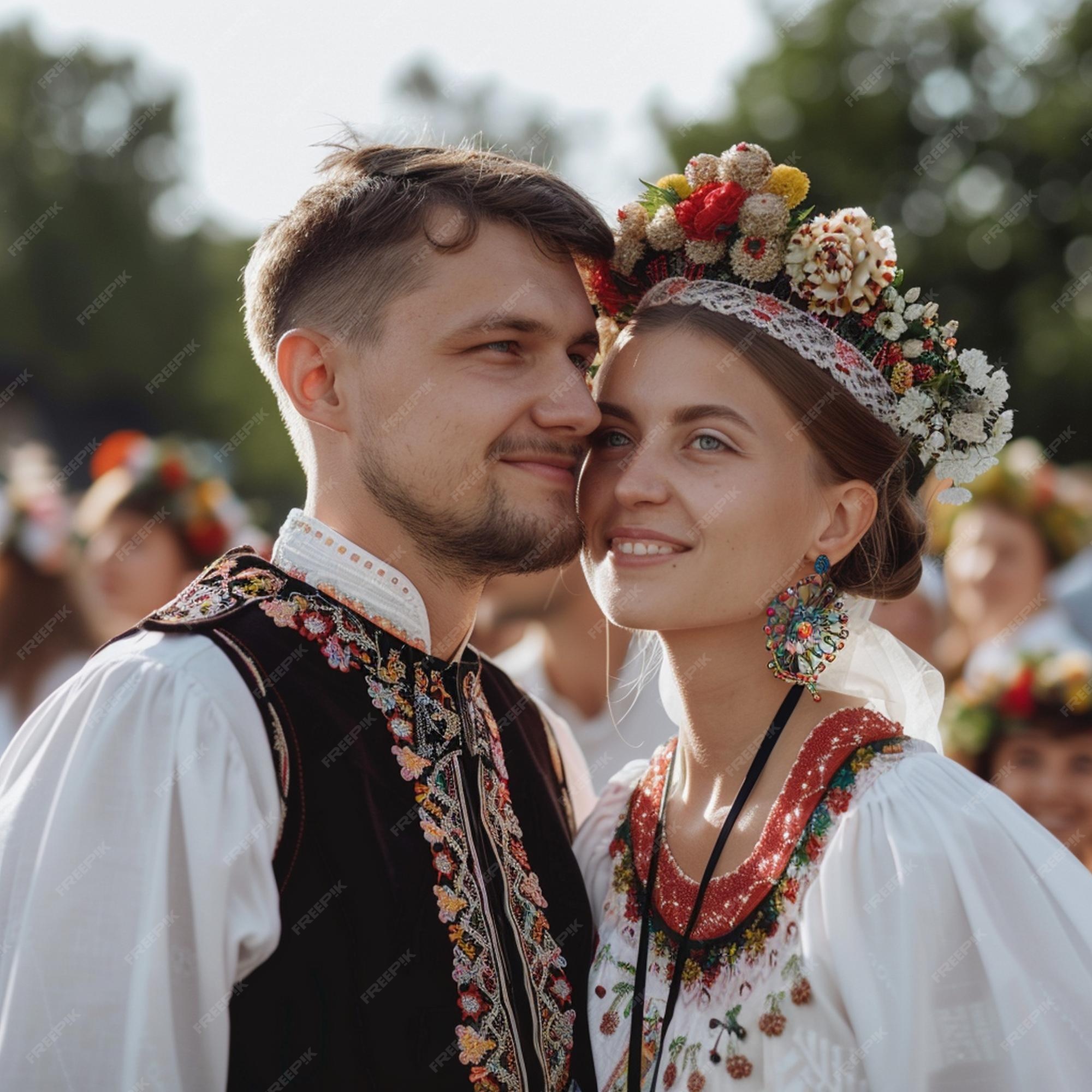Premium Photo | Traditional Belarusian Wedding Celebration Folk Costume 