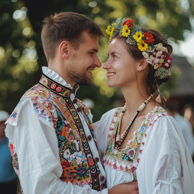 Traditional Belarusian Wedding Celebration Image Folk Clothing Attire